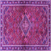 Square Machine Washable Persian Purple Traditional Area Rugs, wshtr2819pur