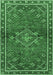 Machine Washable Persian Emerald Green Traditional Area Rugs, wshtr2819emgrn