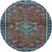 Round Machine Washable Persian Light Blue Traditional Rug, wshtr2819lblu