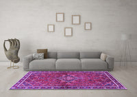 Machine Washable Persian Purple Traditional Rug, wshtr2819pur