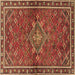 Square Persian Brown Traditional Rug, tr2819brn