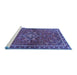 Sideview of Machine Washable Persian Blue Traditional Rug, wshtr2819blu