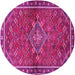 Round Machine Washable Persian Pink Traditional Rug, wshtr2819pnk