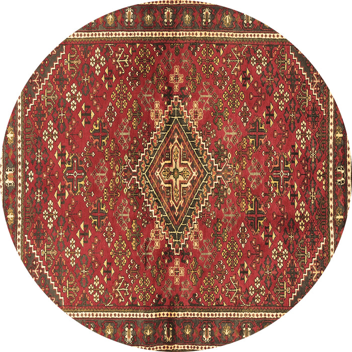 Round Persian Brown Traditional Rug, tr2819brn