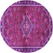 Round Machine Washable Persian Purple Traditional Area Rugs, wshtr2819pur