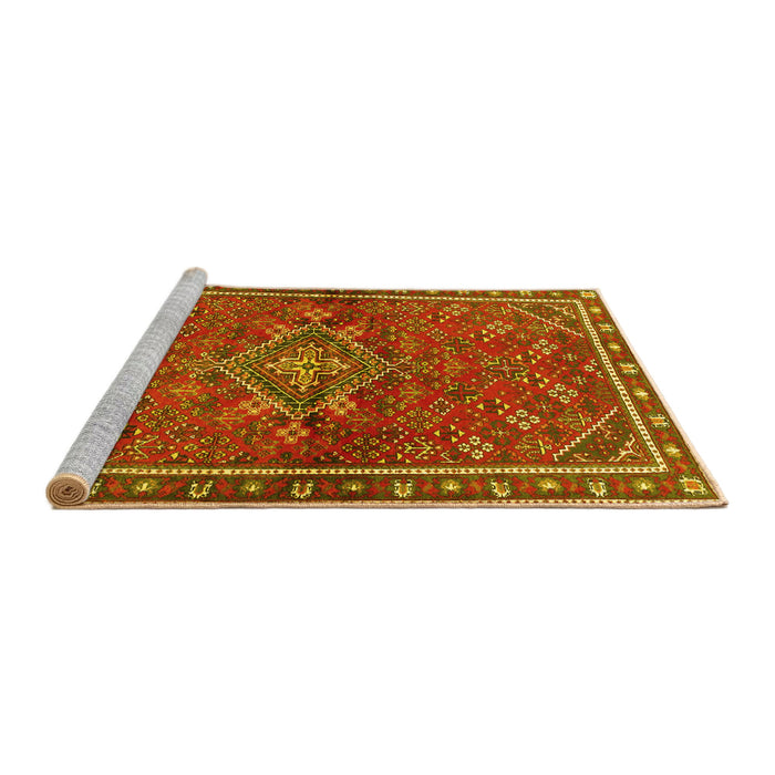 Sideview of Machine Washable Persian Yellow Traditional Rug, wshtr2819yw