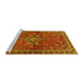 Sideview of Machine Washable Persian Yellow Traditional Rug, wshtr2819yw