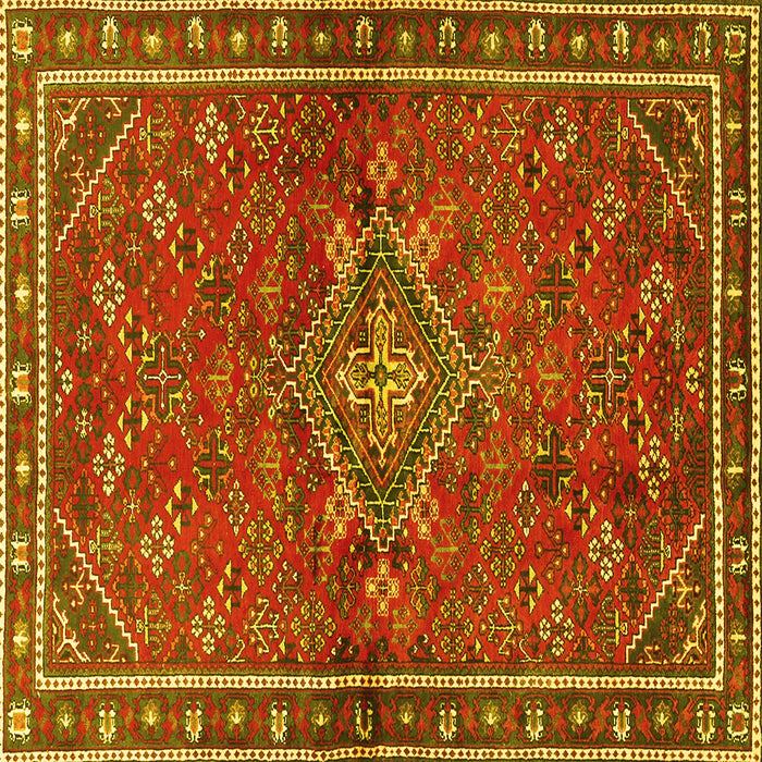 Square Machine Washable Persian Yellow Traditional Rug, wshtr2819yw