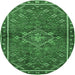 Round Persian Emerald Green Traditional Rug, tr2819emgrn