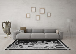 Machine Washable Oriental Gray Asian Inspired Rug in a Living Room,, wshtr281gry