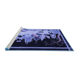 Sideview of Machine Washable Oriental Blue Asian Inspired Rug, wshtr281blu