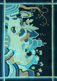 Oriental Light Blue Asian Inspired Rug, tr281lblu