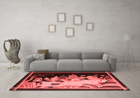 Machine Washable Oriental Red Asian Inspired Rug, wshtr281red