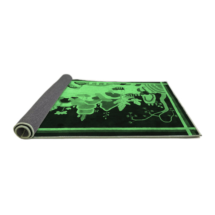 Sideview of Oriental Emerald Green Asian Inspired Rug, tr281emgrn