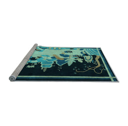 Sideview of Machine Washable Oriental Light Blue Asian Inspired Rug, wshtr281lblu