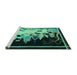 Sideview of Machine Washable Oriental Turquoise Asian Inspired Area Rugs, wshtr281turq