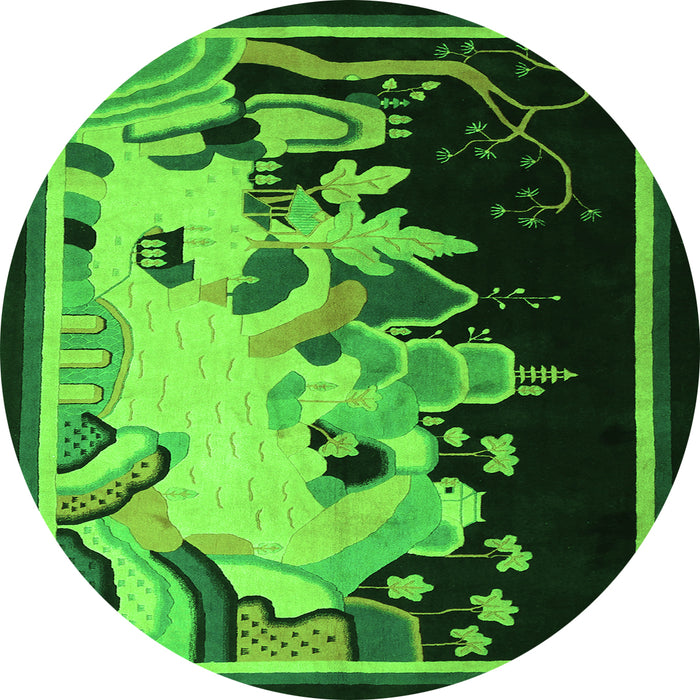 Square Oriental Green Asian Inspired Rug, tr281grn