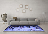 Machine Washable Oriental Blue Asian Inspired Rug, wshtr281blu