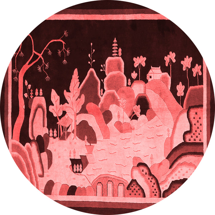 Machine Washable Oriental Red Asian Inspired Rug, wshtr281red