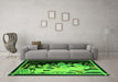 Machine Washable Oriental Green Asian Inspired Area Rugs in a Living Room,, wshtr281grn