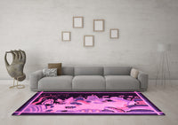 Machine Washable Oriental Pink Asian Inspired Rug, wshtr281pnk