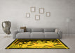 Machine Washable Oriental Yellow Asian Inspired Rug in a Living Room, wshtr281yw