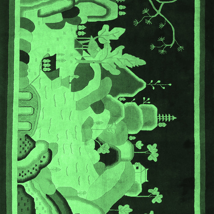 Oriental Emerald Green Asian Inspired Rug, tr281emgrn