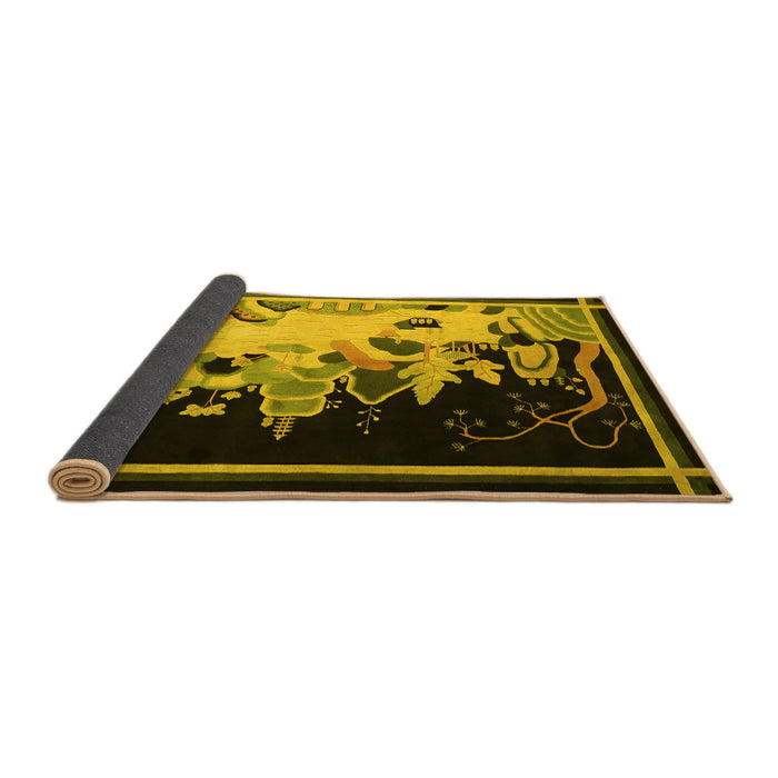 Sideview of Oriental Yellow Asian Inspired Rug, tr281yw