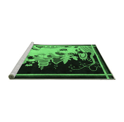 Sideview of Machine Washable Oriental Emerald Green Asian Inspired Area Rugs, wshtr281emgrn