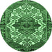 Round Persian Emerald Green Traditional Rug, tr2820emgrn