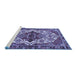 Sideview of Machine Washable Persian Blue Traditional Rug, wshtr2820blu