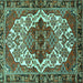 Square Machine Washable Persian Turquoise Traditional Area Rugs, wshtr2820turq