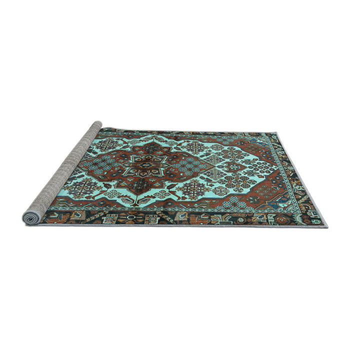 Sideview of Machine Washable Persian Light Blue Traditional Rug, wshtr2820lblu