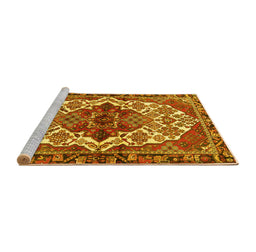 Sideview of Machine Washable Persian Yellow Traditional Rug, wshtr2820yw