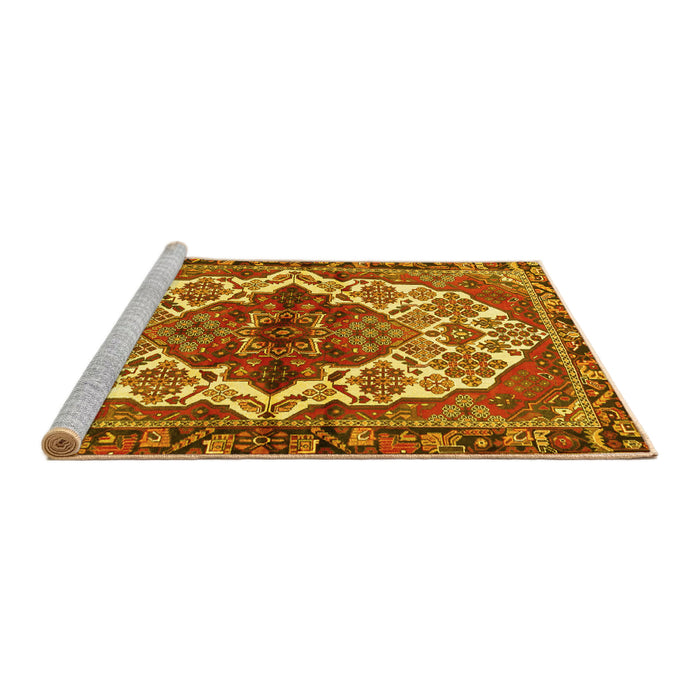 Sideview of Machine Washable Persian Yellow Traditional Rug, wshtr2820yw