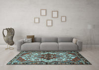 Machine Washable Persian Light Blue Traditional Rug, wshtr2820lblu