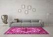 Machine Washable Persian Pink Traditional Rug in a Living Room, wshtr2820pnk