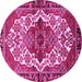 Round Machine Washable Persian Pink Traditional Rug, wshtr2820pnk