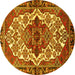 Round Persian Yellow Traditional Rug, tr2820yw