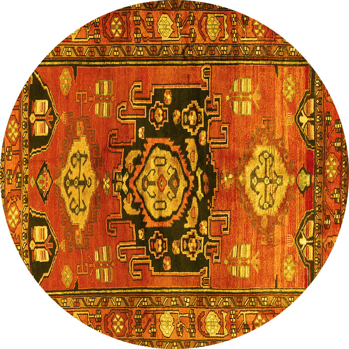 Round Persian Yellow Traditional Rug, tr2821yw