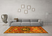 Machine Washable Persian Yellow Traditional Rug in a Living Room, wshtr2821yw