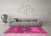 Machine Washable Persian Pink Traditional Rug in a Living Room, wshtr2821pnk