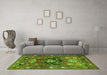 Machine Washable Persian Green Traditional Area Rugs in a Living Room,, wshtr2821grn