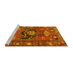 Sideview of Machine Washable Persian Yellow Traditional Rug, wshtr2821yw