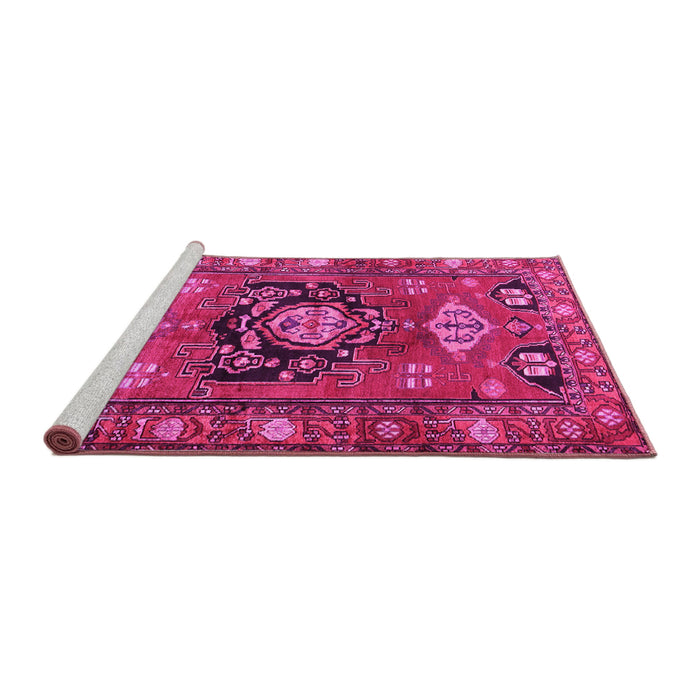 Sideview of Machine Washable Persian Pink Traditional Rug, wshtr2821pnk