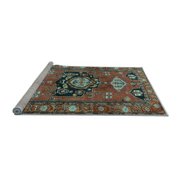 Sideview of Machine Washable Persian Light Blue Traditional Rug, wshtr2821lblu