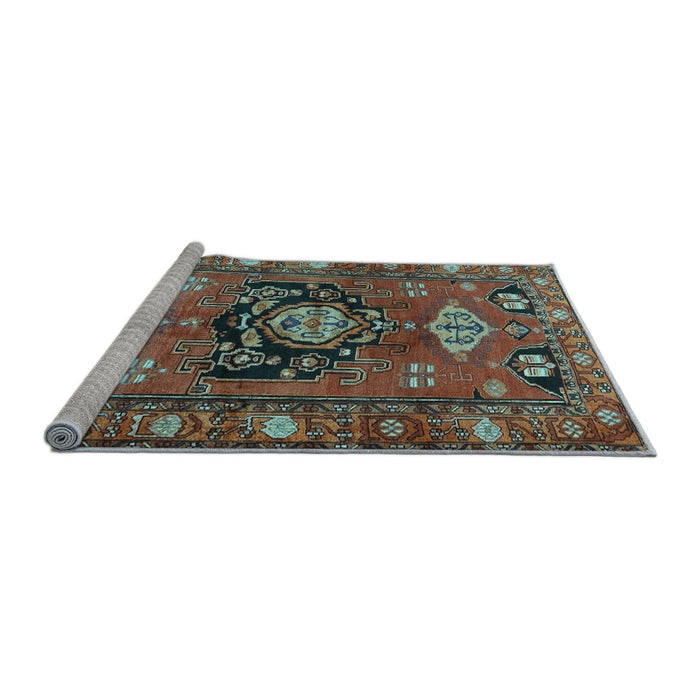 Sideview of Machine Washable Persian Light Blue Traditional Rug, wshtr2821lblu