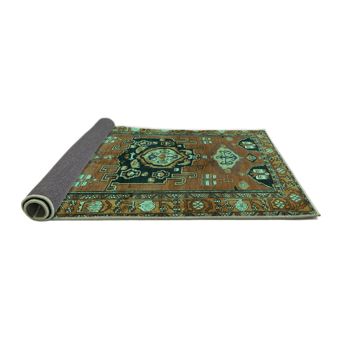 Sideview of Persian Turquoise Traditional Rug, tr2821turq