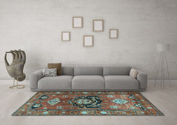 Machine Washable Persian Light Blue Traditional Rug in a Living Room, wshtr2821lblu