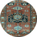 Round Persian Light Blue Traditional Rug, tr2821lblu